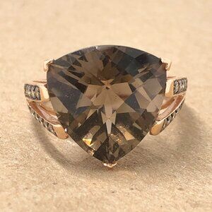 Le Vian 14k Rose Split Shank Levian Diamond & Smoky Quartz Ring